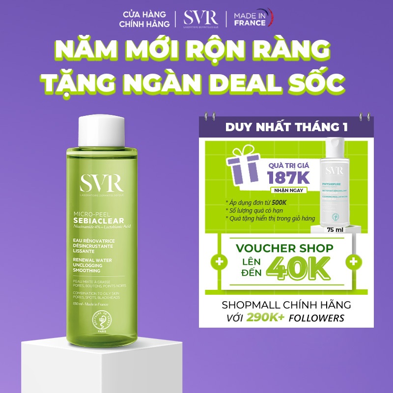 HANNAH x SVR Nước cân bằng cho da dầu mụn SVR Micro-peel 150ML