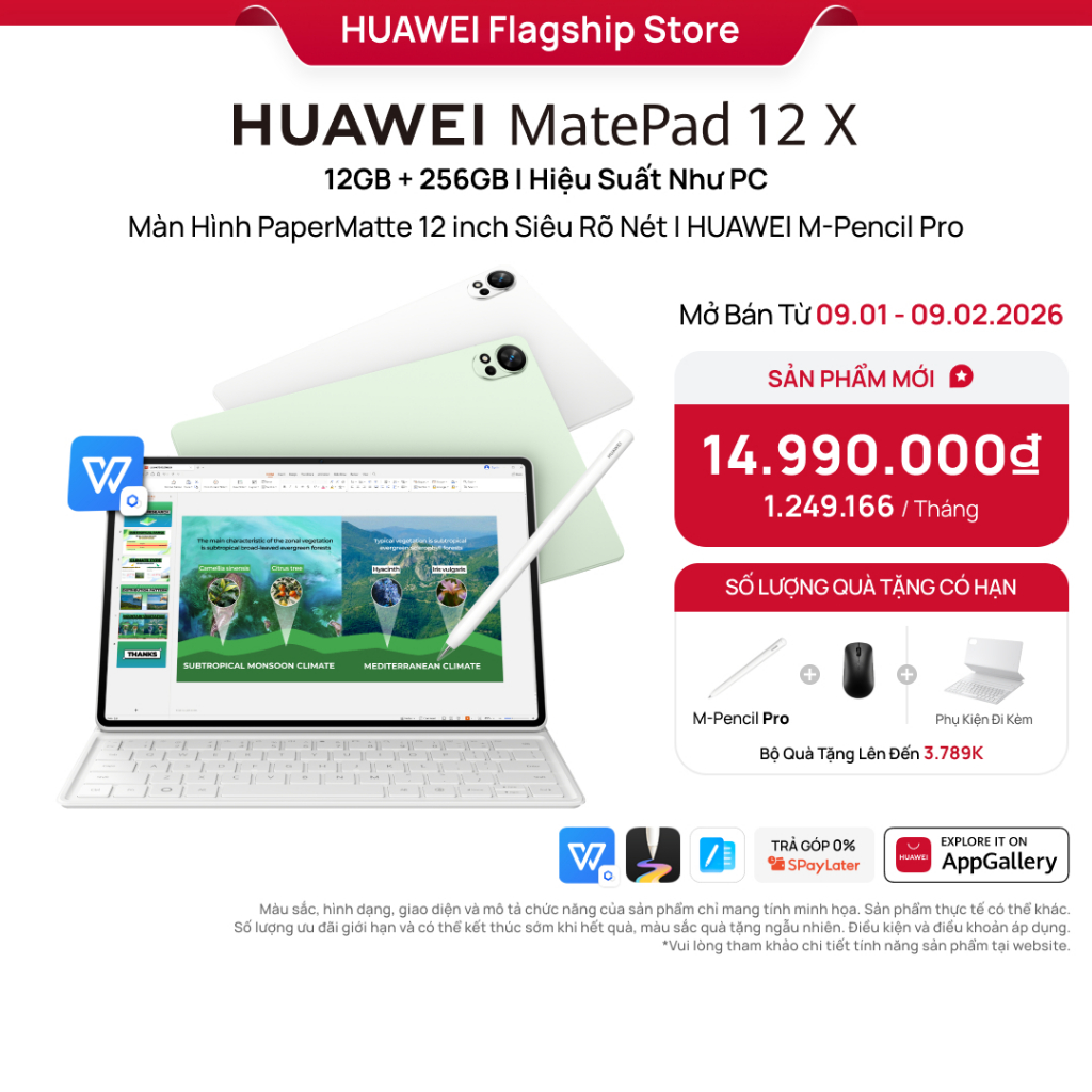[NEW] Máy Tính Bảng HUAWEI MatePad 12 X 12+256GB| Hiệu Suất Như PC |Màn Hình PaperMatte 12 inch Siêu Rõ Nét M-Pencil Pro
