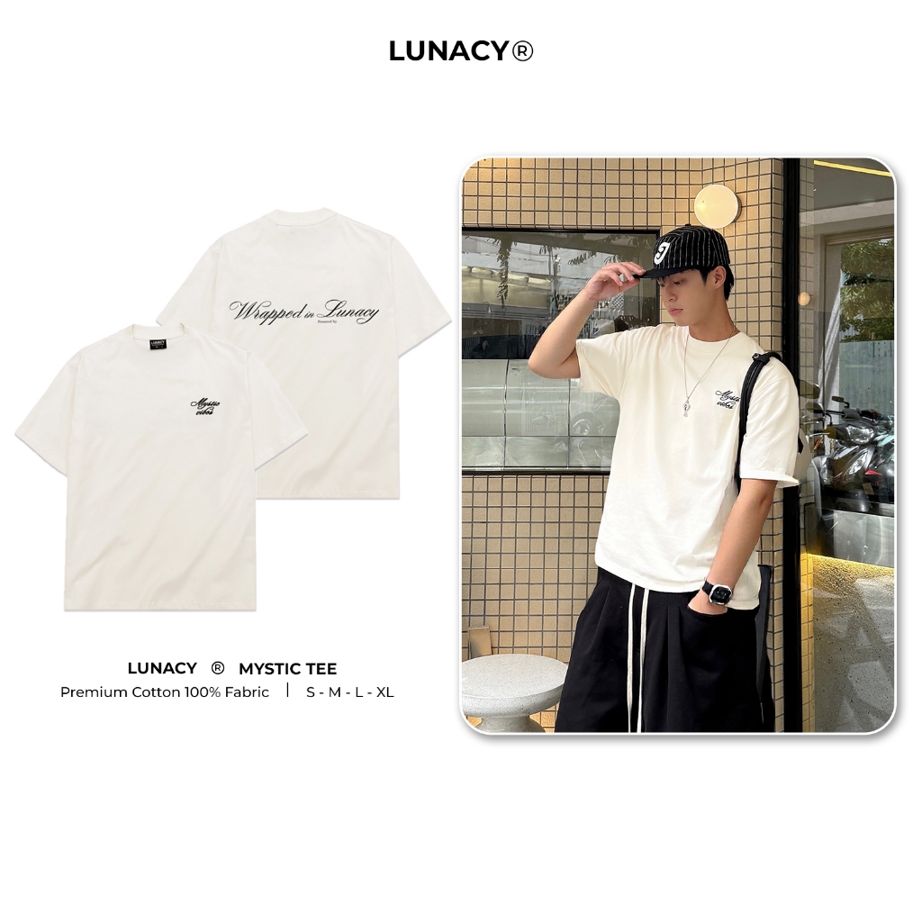 Áo Thun Basic Thêu Chữ Myst Local Brand LUNACY, Tee Unisex Chất Cotton Form Rộng Nam Nữ