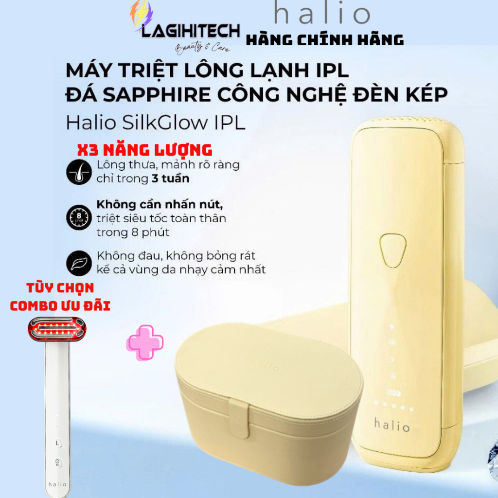 [MẪU MỚI] Máy Triệt Lông Halio SilkGlow IPL Sapphire Cooling Hair Removal Device- BH 24 Tháng - Hàng Chính Hãng