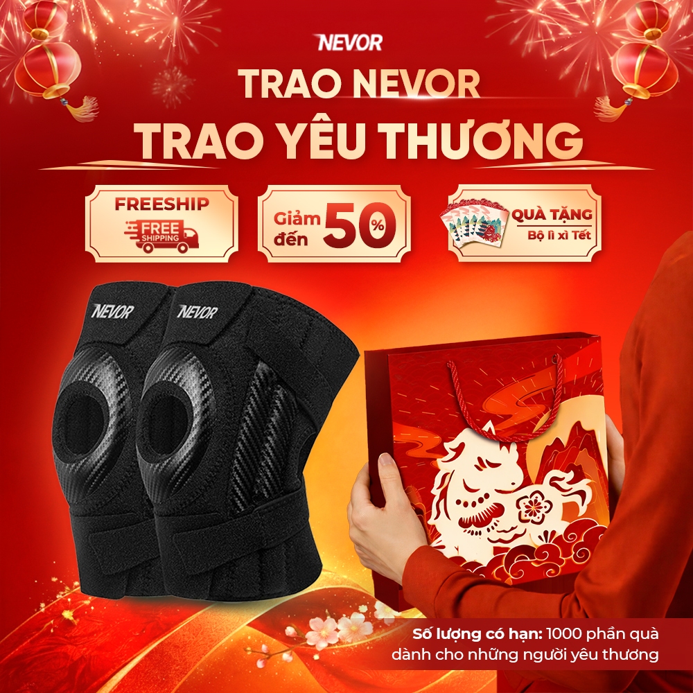 Bó Gối Thể Thao Nevor BG14 Cao Cấp Hỗ Trợ Dây Chằng, Bảo Vệ Khớp Gối Khi Đá Bóng, Pickleball, Gym