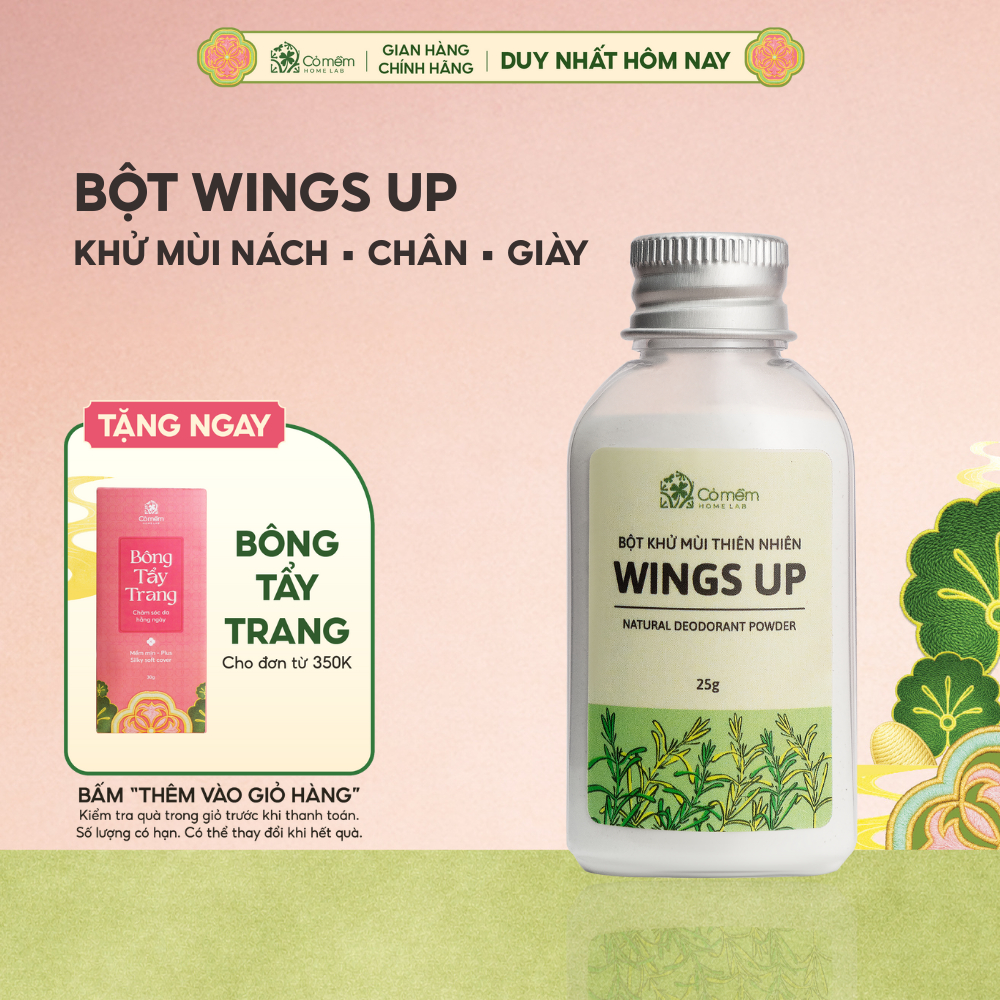 Bột Khử Mùi Wings Up Khử Mùi Hôi Chân Hôi Nách Giày KIếm Soát Mồ Hôi Hôi Cỏ Mềm 25g