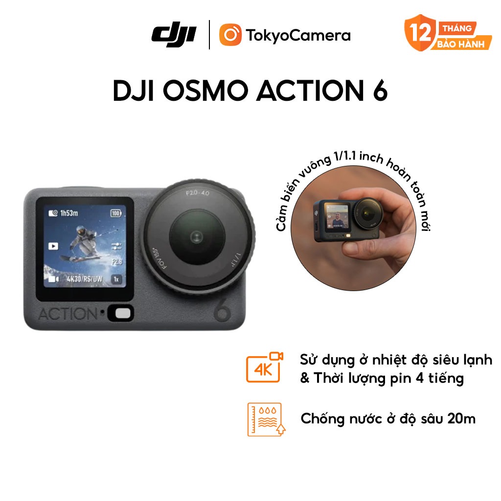 Camera DJI Osmo Action 6 máy quay hành động thế hệ mới bảo hành chính hãng 12 tháng