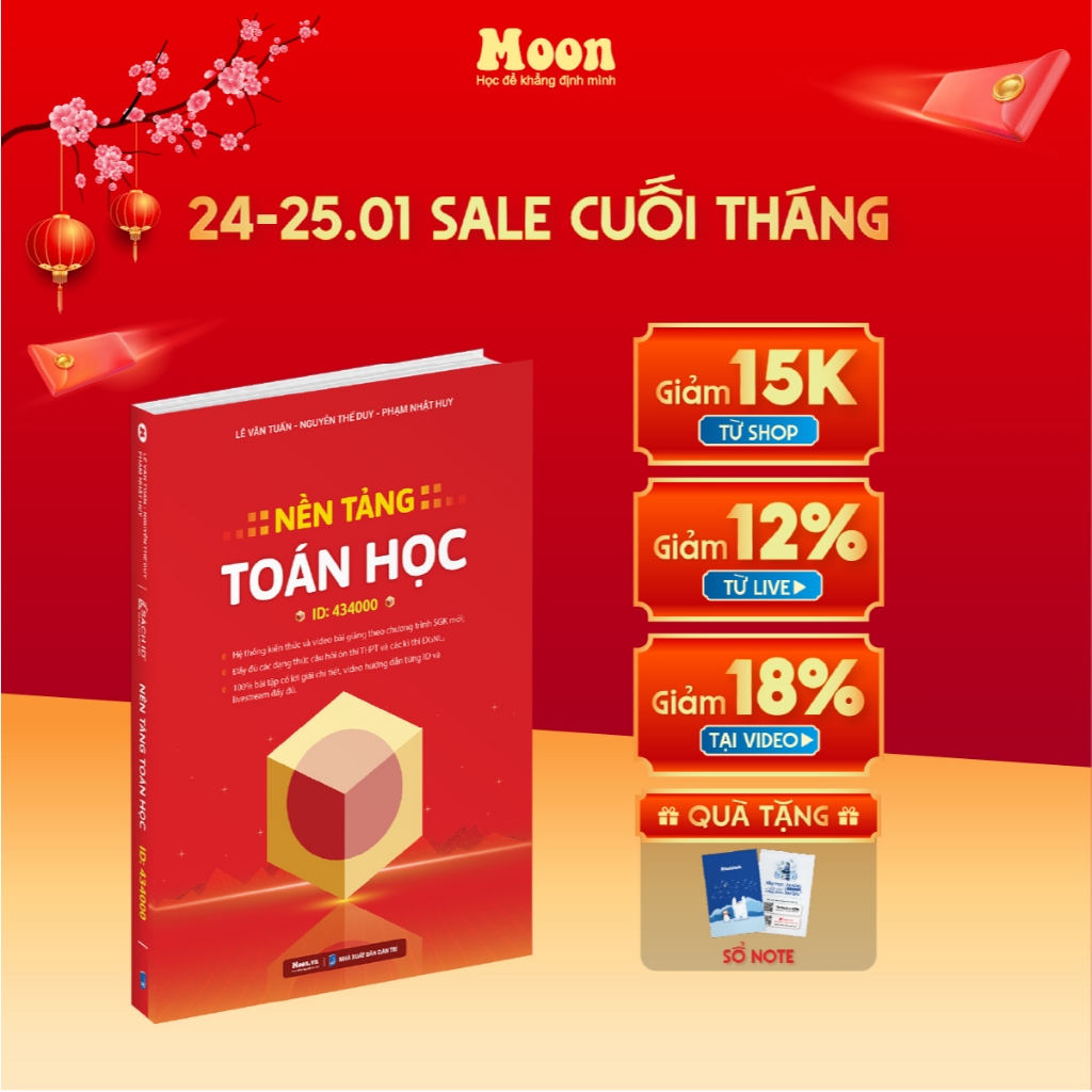 Sách nền tảng toán học lớp 12 ôn thi tốt nghiệp phổ thông Đánh giá năng lực MoonBook