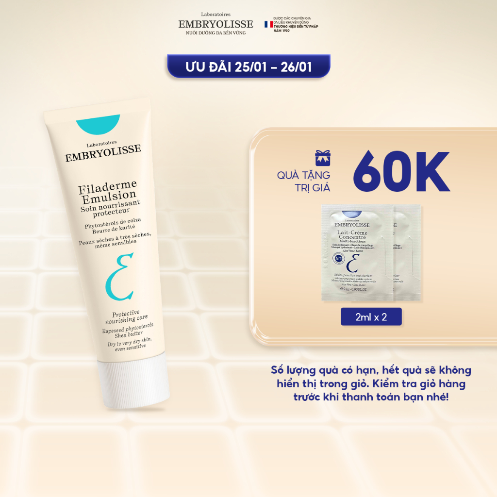 Kem Dưỡng Trẻ Hóa Căng Bóng Da Và Chăm Sóc Da Toàn Diện Embryolisse Filaderme Émulsion 15ml - 75ml