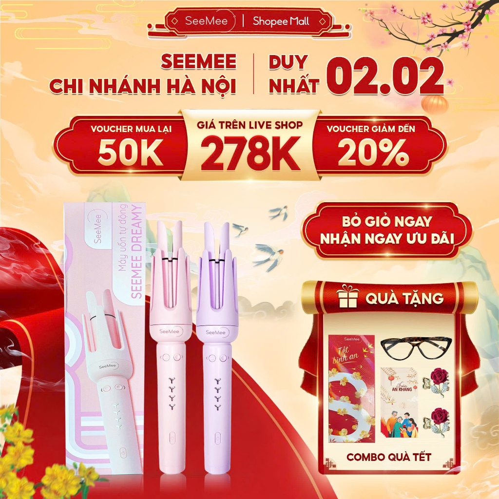 [GIÁ 283K TẠI LIVE] Máy uốn tóc làm xoăn tự động SeeMee tóc tạo kiểu nhanh đường kính 32mm
