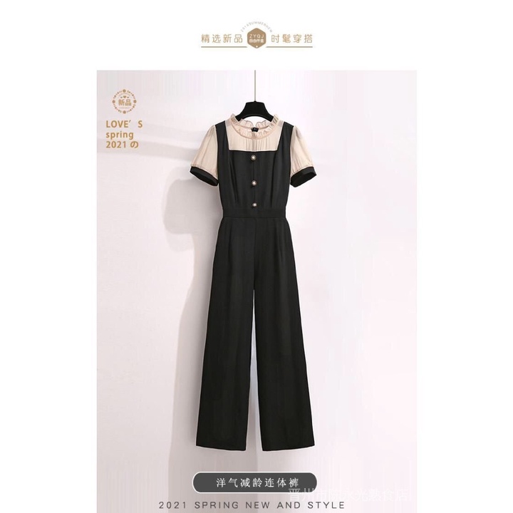 Jumpsuit Màu Đen Ống Rộng Phong Cách Hàn Quốc Cho Nữáo kiểu hàn quốc mùa hè | BigBuy360 - bigbuy360.vn