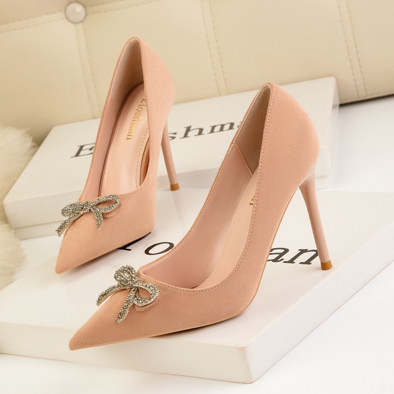 Giày Cao Gót 6cm 9.5cm Mũi Nhọn Đính Nơ Thời Trang Hàn Quốc Cho Nữ