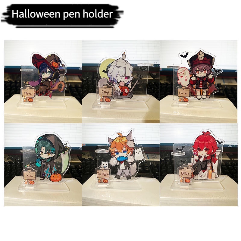Genshin impact ống đựng bút trang trí acrylic Halloween chủ đề trang phục kỳ quái sê-ri chủ đề T2JC
