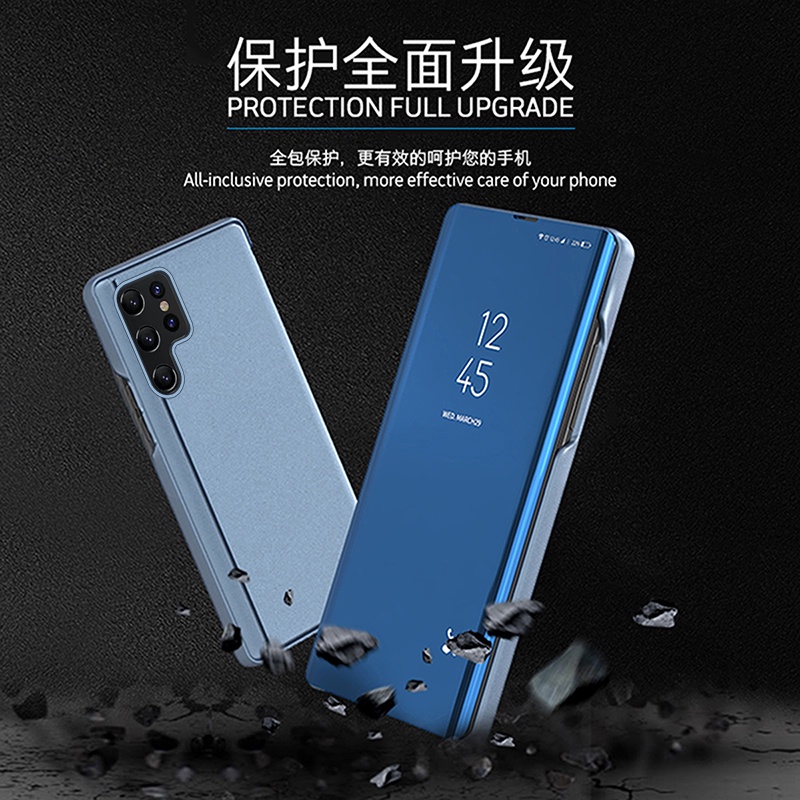 Ốp Điện Thoại Nắp Gương Gập Thông Minh Sang Trọng Cho Samsung Galaxy S23 S 23 Ultra Plus 5G