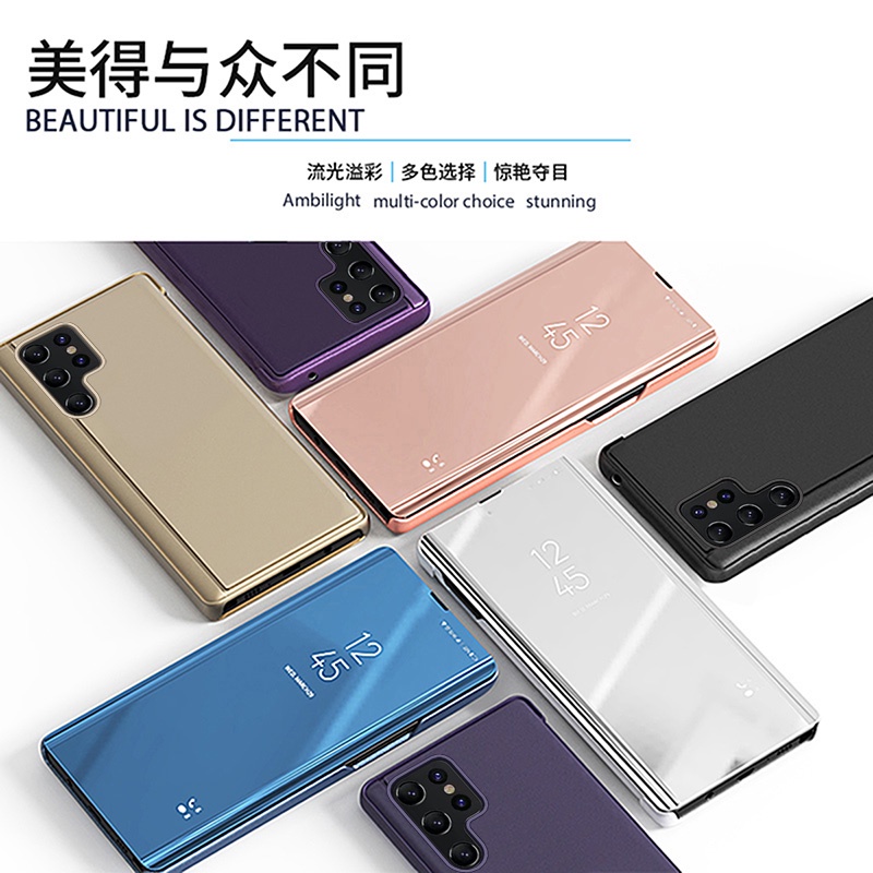 Ốp Điện Thoại Nắp Gương Gập Thông Minh Sang Trọng Cho Samsung Galaxy S23 S 23 Ultra Plus 5G