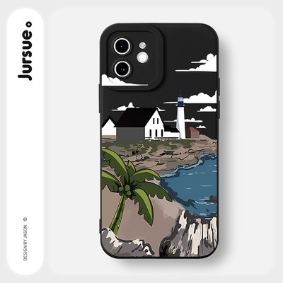 Ốp lưng JURSUE mềm chống bẩn hình độc lạ đen Cho iPhone 17 16 15 14 13 12 11 Pro Max SE 2020 X XR XS ip 8 7 Plus Y2950