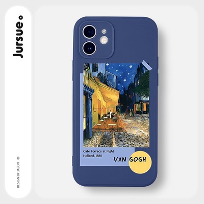 Ốp lưng JURSUE mềm chống sốc hình độc lạ màu xanh Cho iPhone 14 13 12 11 Pro Max SE 2020 X XR XS 8 7 ip 6S 6 Plus Y3005
