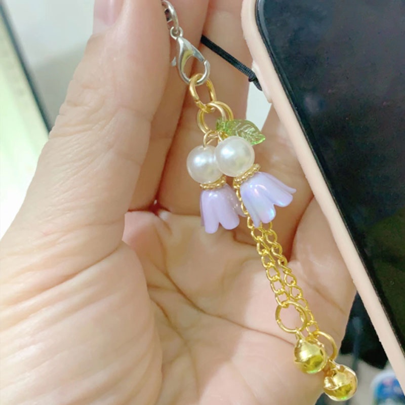 Dây Treo Điện Thoại Di Động Ổ Đĩa U / Hoa Lily Đính Ngọc Trai Chống Bụi diy