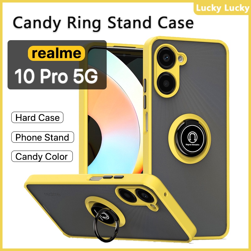 ốp lưng Realme 10 Pro 5G Realme 9 Pro Plus Sang trọng Nhẫn acrylic cứng Vỏ ngoài Hỗ trợ chống sốc Xe hơi Giá đỡ từ tính Giá đỡ điện thoại Ngón tay bảo vệ máy ảnh