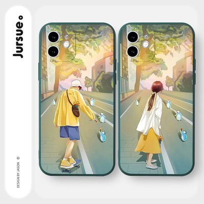 Ốp lưng JURSUE mềm chống sốc hình cặp đôi độc lạ Cho iPhone 17 16 15 14 13 12 11 Pro Max SE 2020 X XR XS ip 8 7 Plus Y2960