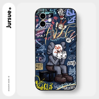 Ốp lưng JURSUE mềm chống bẩn hoạt hình độc lạ ngầu đen nam Cho iPhone 17 16 15 14 13 12 11 Pro Max SE 2020 X XR XS ip 8 7 Plus Y2969