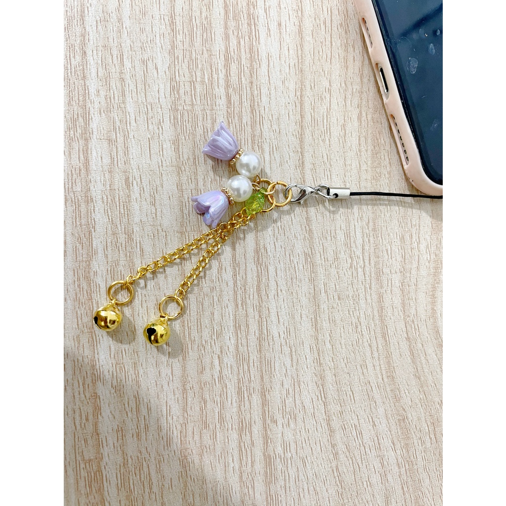 Dây Treo Điện Thoại Di Động Ổ Đĩa U / Hoa Lily Đính Ngọc Trai Chống Bụi diy