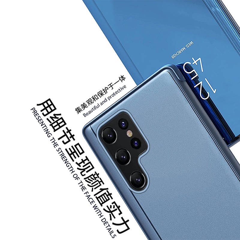 Ốp Điện Thoại Nắp Gương Gập Thông Minh Sang Trọng Cho Samsung Galaxy S23 S 23 Ultra Plus 5G