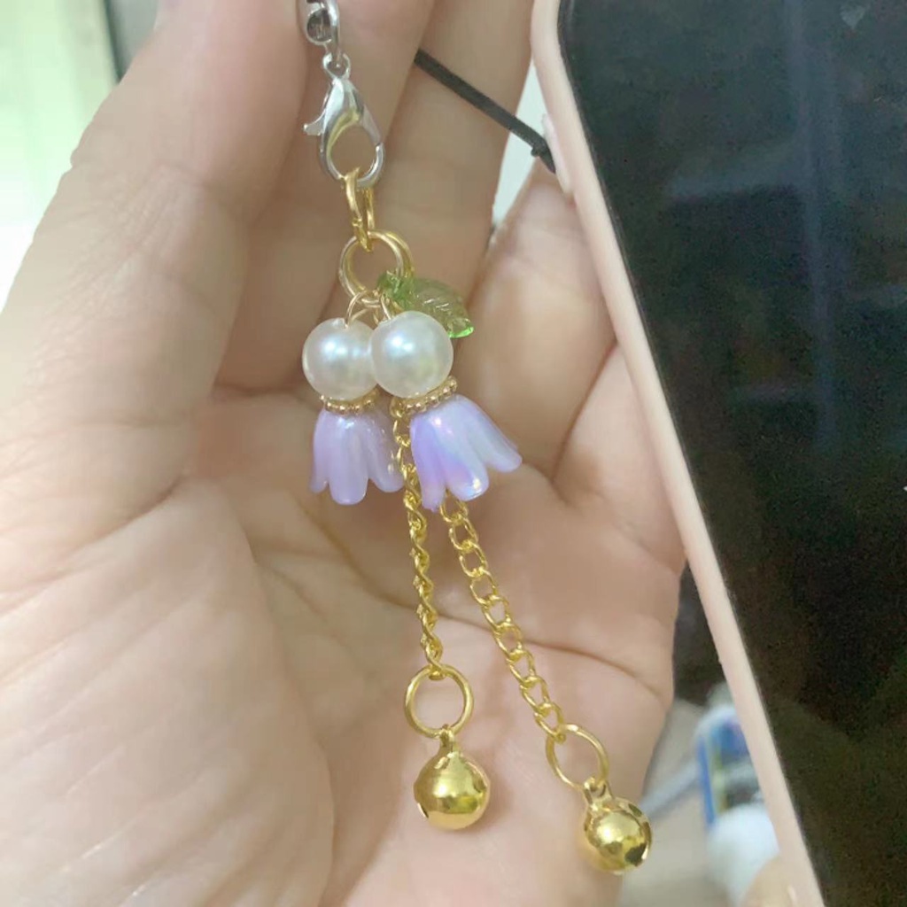 Dây Treo Điện Thoại Di Động Ổ Đĩa U / Hoa Lily Đính Ngọc Trai Chống Bụi diy