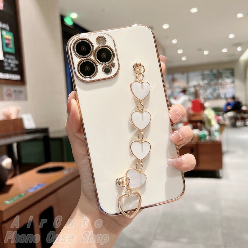 Ốp lưng iPhone 14 13 12 11 Pro Max X XR XS Max 8 7 6 6S Plus iPhone14 iPhone13 iPhone12 iPhone11 Electroplating Protect Camera Love Bracelet Soft Case