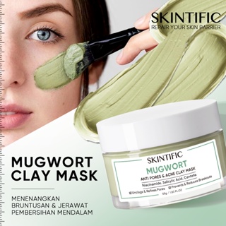 Image of [BPOM]SKINTIFIC Mugwort Anti Pores&Acne Clay Mask - Niacinamide Centella mask wajah pore clarifying 55Gr