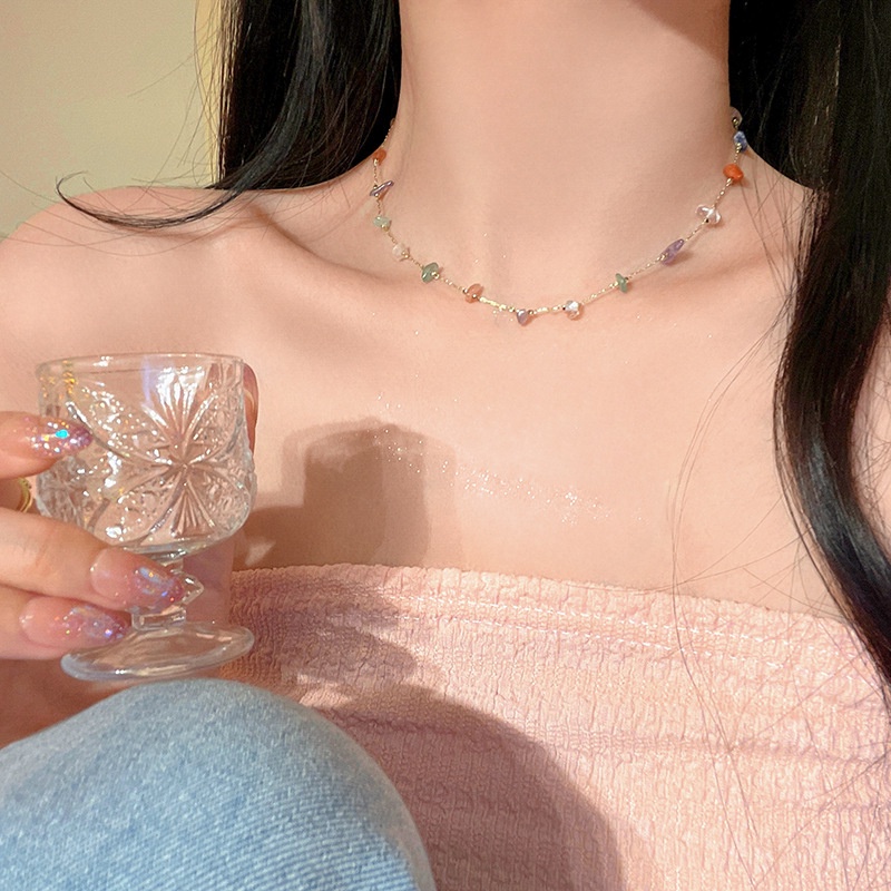 Vòng Cổ Choker Đính Đá Nhiều Màu Đơn Giản Thời Trang Mùa Hè Cho Nữ