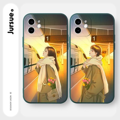 Ốp lưng JURSUE mềm chống bẩn hình cặp đôi độc lạ nam nữ Cho iPhone 17 16 15 14 13 12 11 Pro Max SE 2020 X XR XS ip 8 7 Plus Y2946