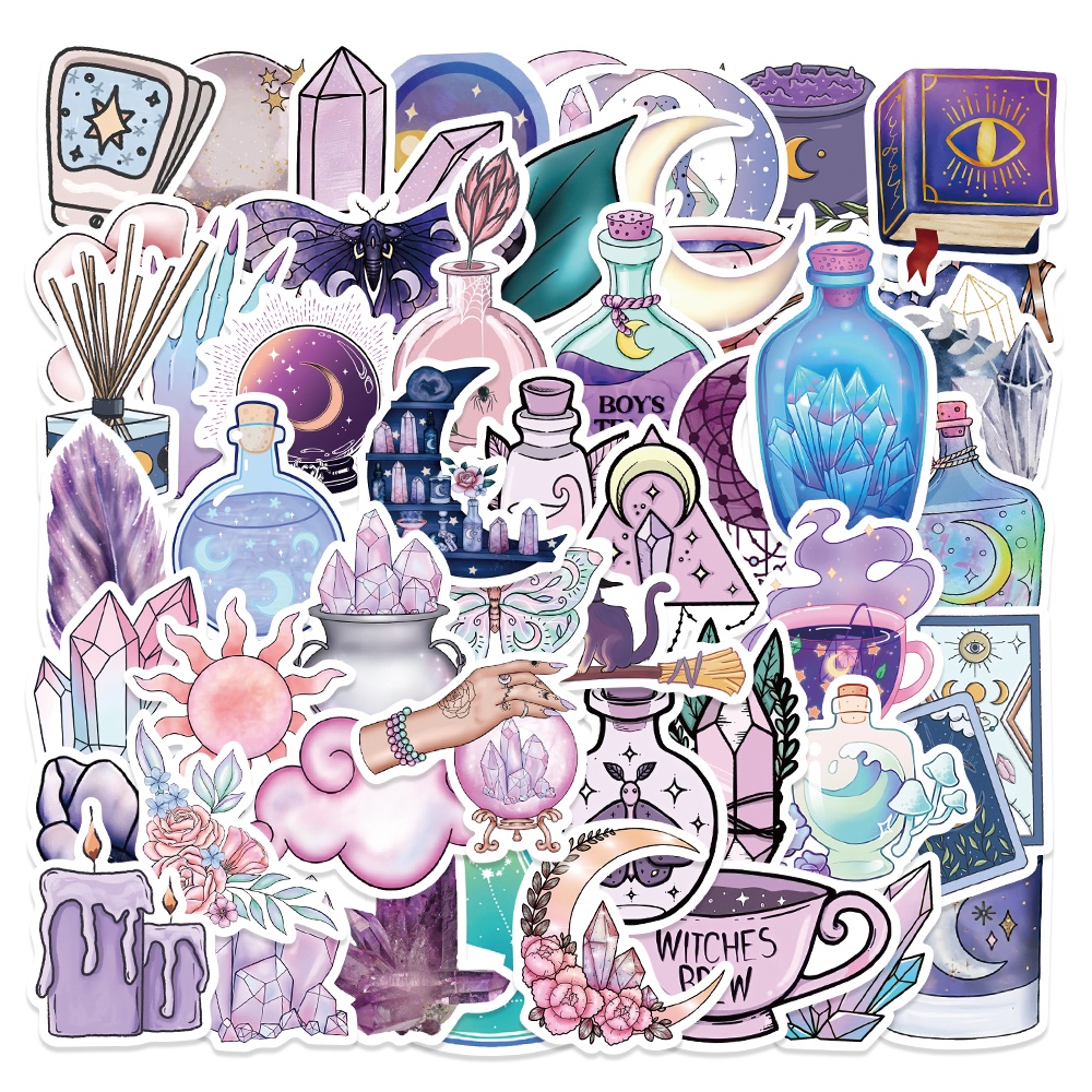 50pcs Cartoon Art Magic Moon Cute Stickers Aesthetic Graffiti Decals Laptop Suitcase Car Phone Decoration Sticker Kid Toy