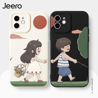 Ốp lưng JEERO đen chống bẩn ngộ nghĩnh độc lạ hoạt hình cặp đôi dễ thương đẹp mềm Cho iPhone 16 15 14 13 12 11 Pro Max SE 2020 X XR XS ip 8 7 Plus kute HFE2007