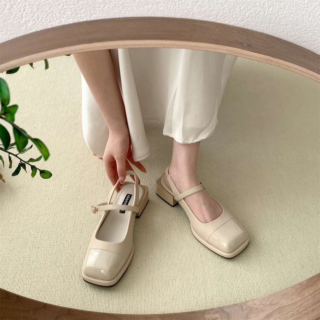 Giày Sandal Gót Dày Mũi Vuông Thời Trang Dành Cho Nữ