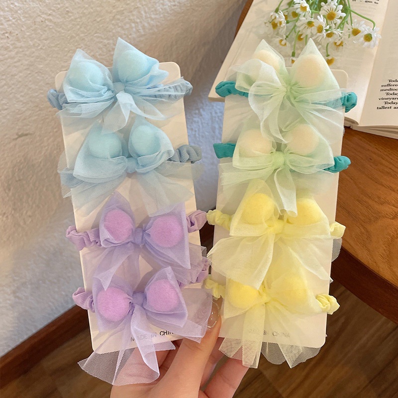 Dây Buộc Tóc Hình Nơ Màu Kẹo Dễ Thương Phong Cách Hàn Quốc Cho Nữ