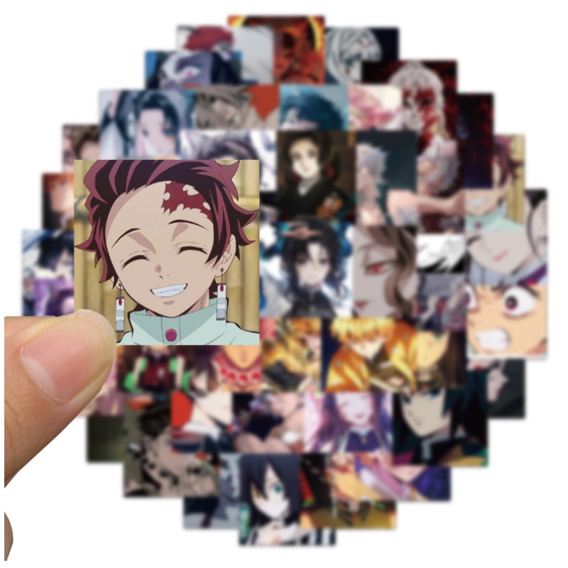 Set 54 Miếng Dán Trang Trí Ván Trượt / Guitar / Laptop / Xe Hơi DIY Hình Demon Slayer Chất Liệu PVC Chống Thấm Nước
