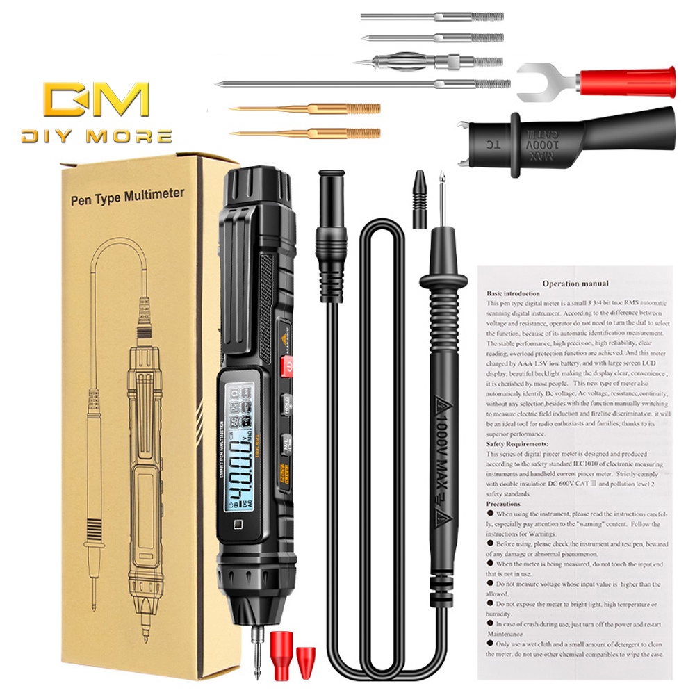Bút kiểm tra điện áp AC DIYMORE không tiếp xúc màn hình LCD chuyên dụng