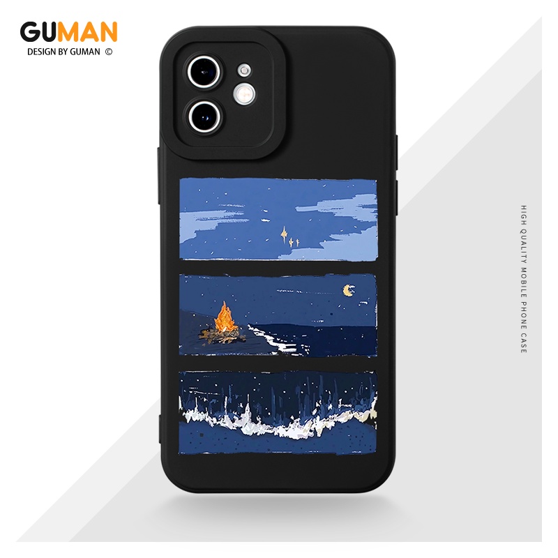 Ốp lưng GUMAN mềm chống bẩn thường trơn dễ thương đẹp độc lạ đen Cho iPhone 17 16 15 14 13 12 11 Pro