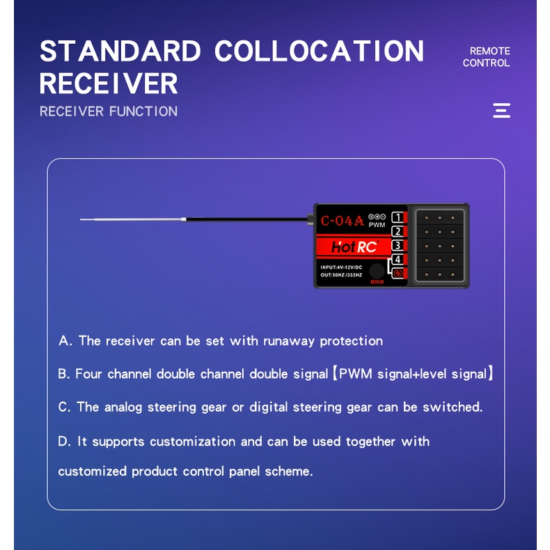 Bộ Truyền Tín Hiệu Radio DS-4A 2.4G 4 Kênh Kèm Bộ Thu 4Ch Cho Xe Hơi / Tàu Thuyền Điều