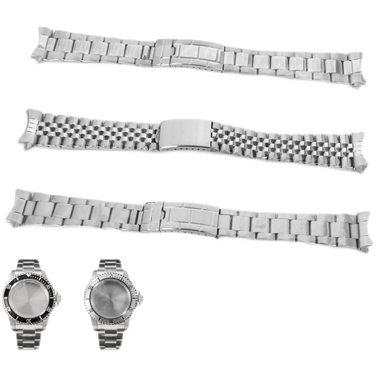 Dây Đeo Thay Thế 20MM Bằng Thép Không Gỉ Bóng Trung Bình / Năm Cát Đầy Đủ Cho Đồng Hồ Cổ Điển