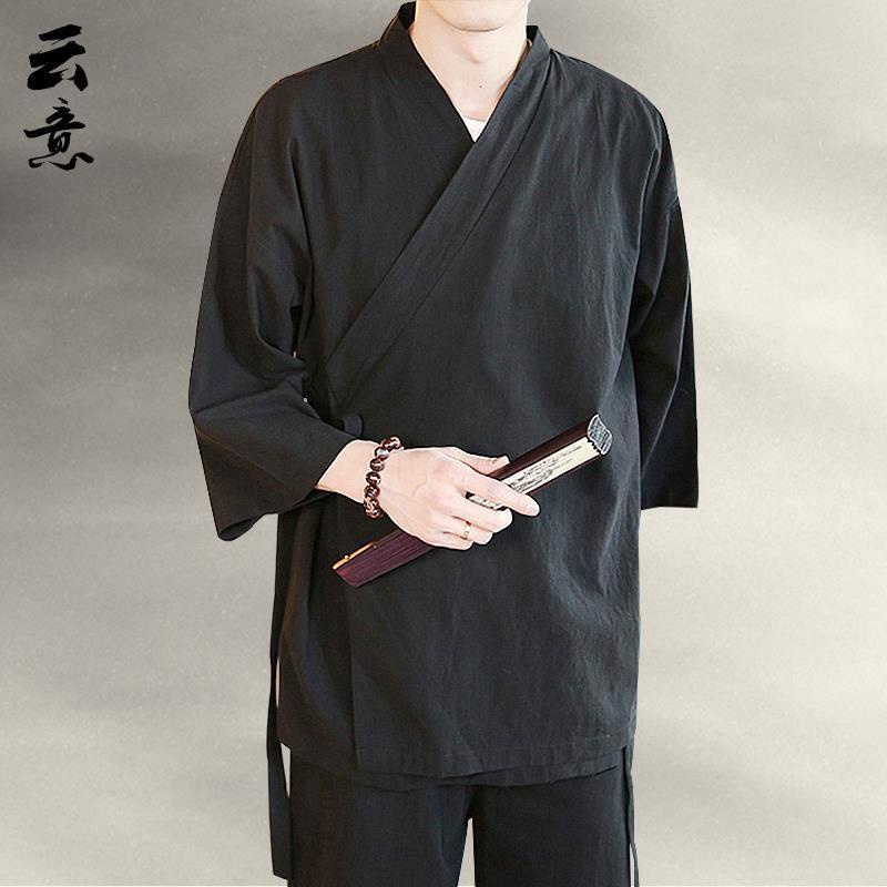 Áo Thun Cotton Lanh Tay Lỡ Phong Cách Trung Hoa Cổ Điển Thời Trang Hè Cho Nam Zen 2023 S5UB