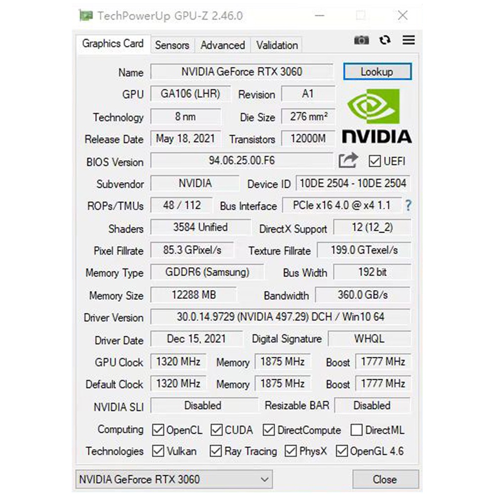 AISURIX 100% New VGA RTX3060 12G Card màn hình NVIDIA 8pin Gaming GPU