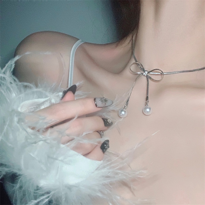 Vòng cổ Bạc Mặt Nơ To Thời Trang Cho Nữ