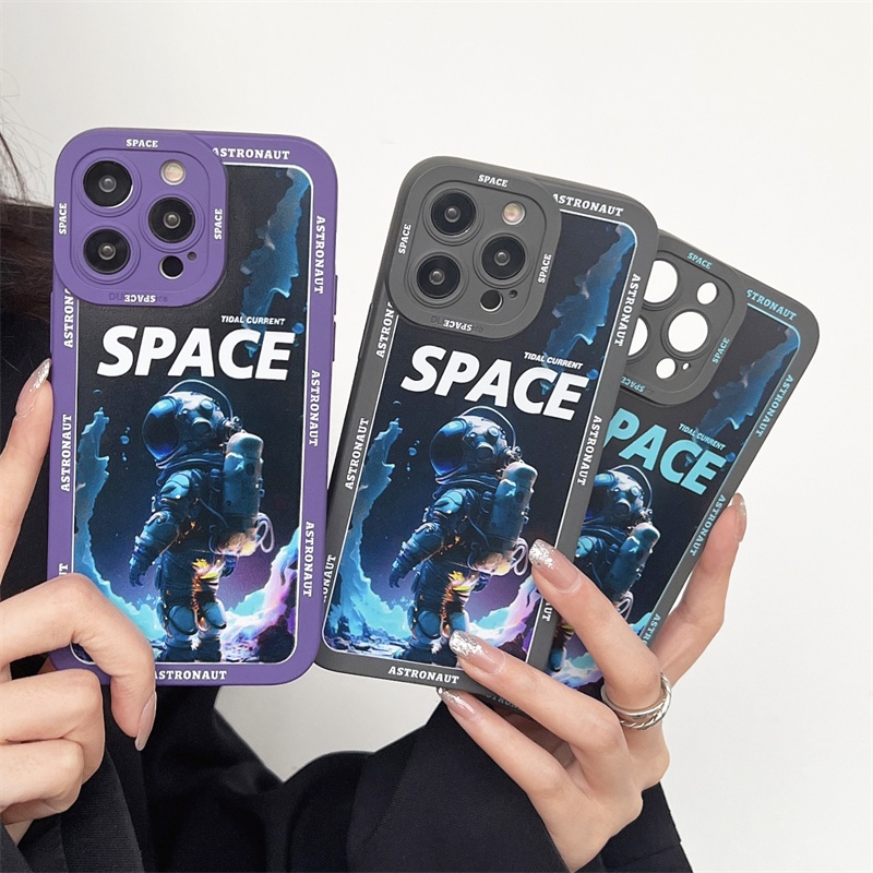 Ốp Điện Thoại Silicon Dẻo Hình Phi Hành Gia Cho iPhone 11 12 13 14 pro max xr x xs max 13 pro max 12 pro max 14 pro