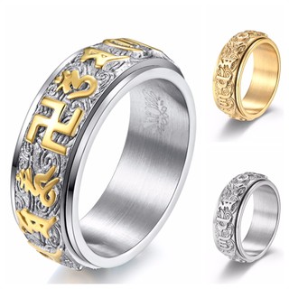 Men Jewelry Titanium Steel Ring Buddhist scriptures Rings qf042
