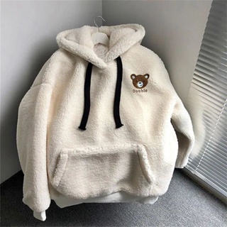 Image of Vallina - Double Cat Bear Sherpaa Hoodie Sweater Remaja Premium Outewear Korean Style