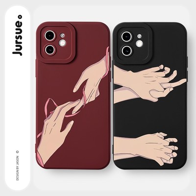 Ốp lưng JURSUE mềm chống bẩn hình cặp đôi độc lạ nam nữ đen Cho iPhone 17 16 15 14 13 12 11 Pro Max SE 2020 X XR XS ip 8 7 Plus Y3112