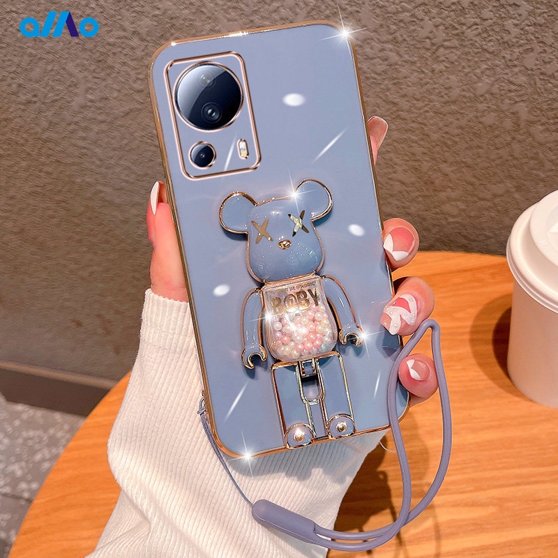 Ốp Điện Thoại Dẻo Mạ Màu 6D Sang Trọng Có Giá Đỡ Hình Gấu Cho Xiaomi 13 Lite 13 Pro 13 Xiaomi 12T Pro 12T 12 Lite