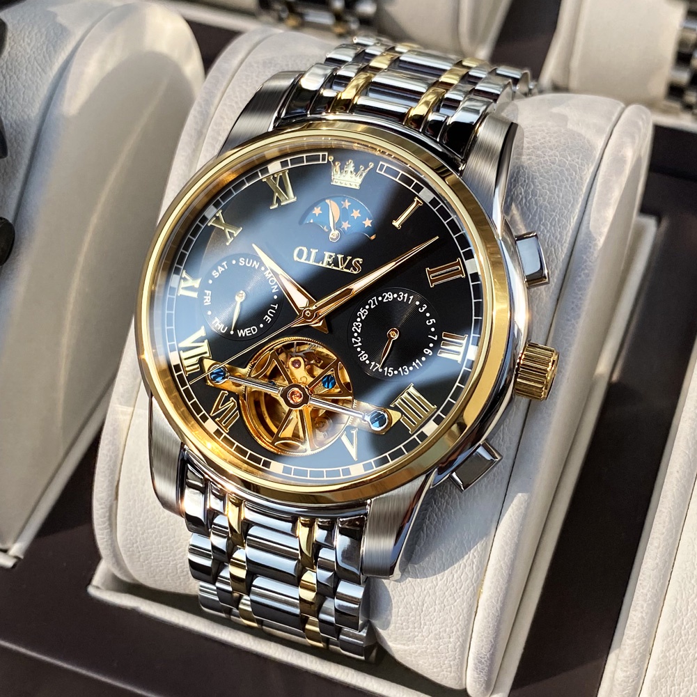 OLEVS đồng hồ cơ nam  chính hãng chống nước bấm giờ quà tặng bạn trai 6617