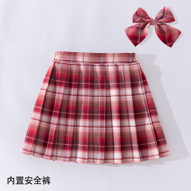 Chân Váy Ngắn Xếp Ly Sọc Caro Phong Cách Preppy Thời Trang Xuân Thu Mới Cho Bé Gái