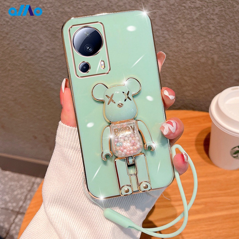 Ốp Điện Thoại Dẻo Mạ Màu 6D Sang Trọng Có Giá Đỡ Hình Gấu Cho Xiaomi 13 Lite 13 Pro 13 Xiaomi 12T Pro 12T 12 Lite