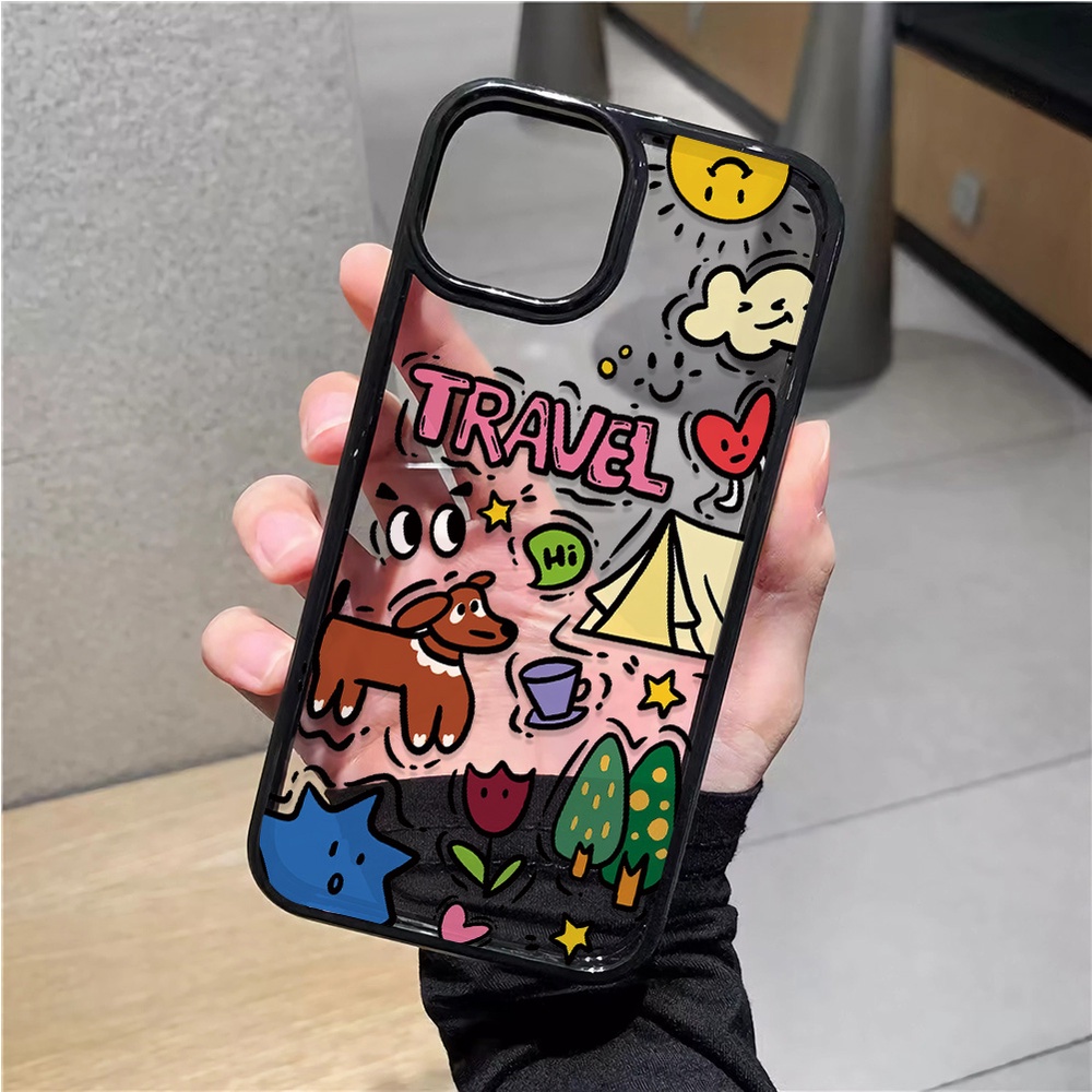 Ốp Điện Thoại Nhựa Acrylic Cứng Trong Suốt Hình Gấu Thỏ Đám Mây Cho iphone 14promax 11 13 12 7Plus X XS Max