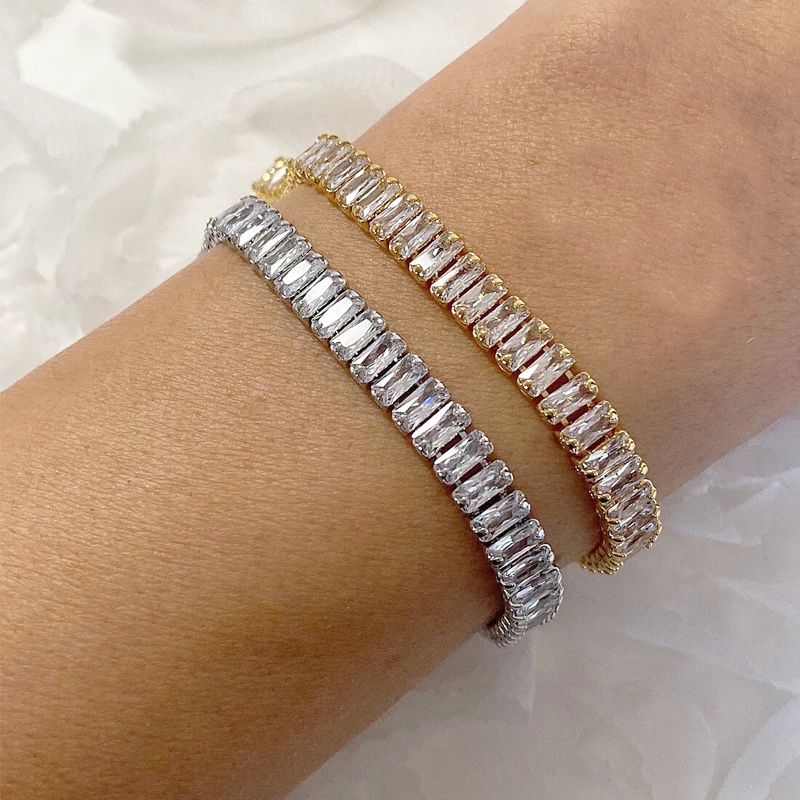 Vòng Tay Đính Đá Zircon Nhiều Màu Kích Thước 2.5x5mm Thời Trang Cho Nữ